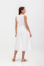 GEORGINA COTTON V NECK ELASTIC WAIST MIDI DRESS GEORGINA COTTON V NECK ELASTIC WAIST MIDI DRESS