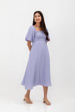 CASIE PUFF SLEEVE SMOCKED MIDI DRESS