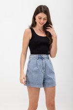 LISETTE HIGH WAIST CUFFED DENIM SHORTS