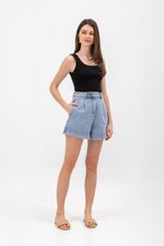 LISETTE HIGH WAIST CUFFED DENIM SHORTS