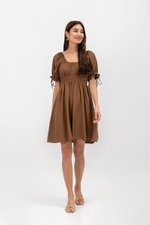 NAYA ELASTIC TIE SLEEVES MINI DRESS