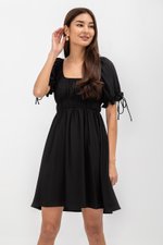 NAYA ELASTIC TIE SLEEVES MINI DRESS