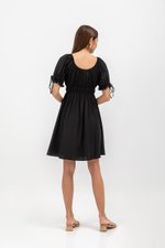 NAYA ELASTIC TIE SLEEVES MINI DRESS