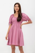 NAYA ELASTIC TIE SLEEVES MINI DRESS
