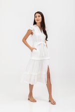 AZARI COTTON DRAWSTRING MIDI DRESS