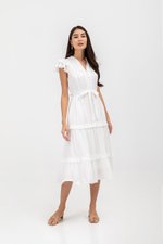 AZARI COTTON DRAWSTRING MIDI DRESS