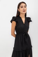 AZARI COTTON DRAWSTRING MIDI DRESS