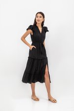 AZARI COTTON DRAWSTRING MIDI DRESS