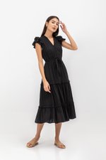 AZARI COTTON DRAWSTRING MIDI DRESS