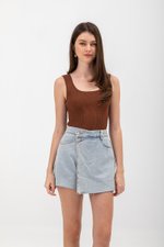 GIADA ASYMMETRICAL WRAP DENIM SKORTS GIADA ASYMMETRICAL WRAP DENIM SKORTS