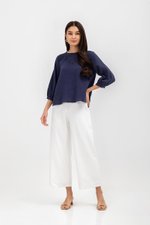 SOFARA FLORAL EMBROIDERY LONG SLEEVE MUSLIN TOP