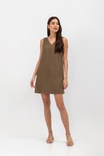 HARRISON VNECK ELASTIC BACK MINI DRESS