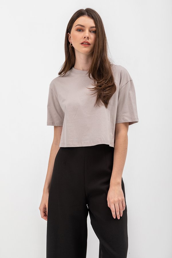 URSULA COTTON JERSEY CROPPED BOXY T SHIRT