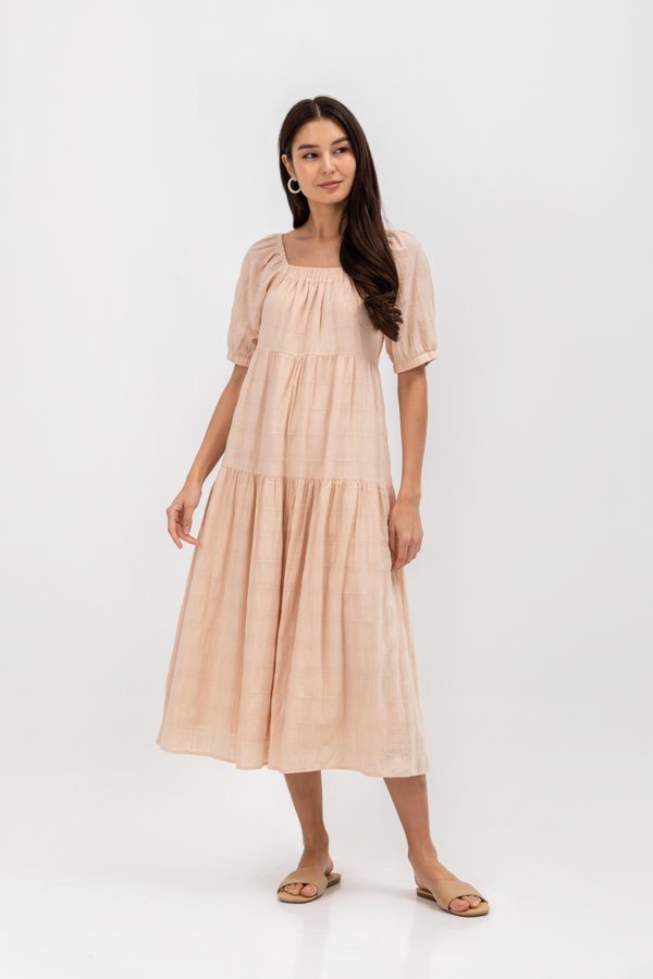QUEENIE TIERED COTTON MAXI DRESS