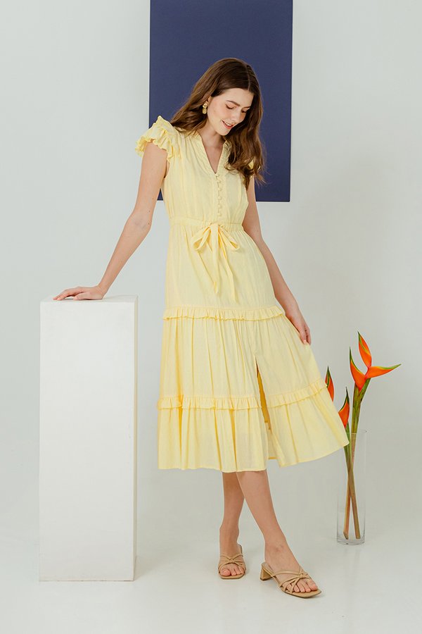 AZARI COTTON DRAWSTRING MIDI DRESS
