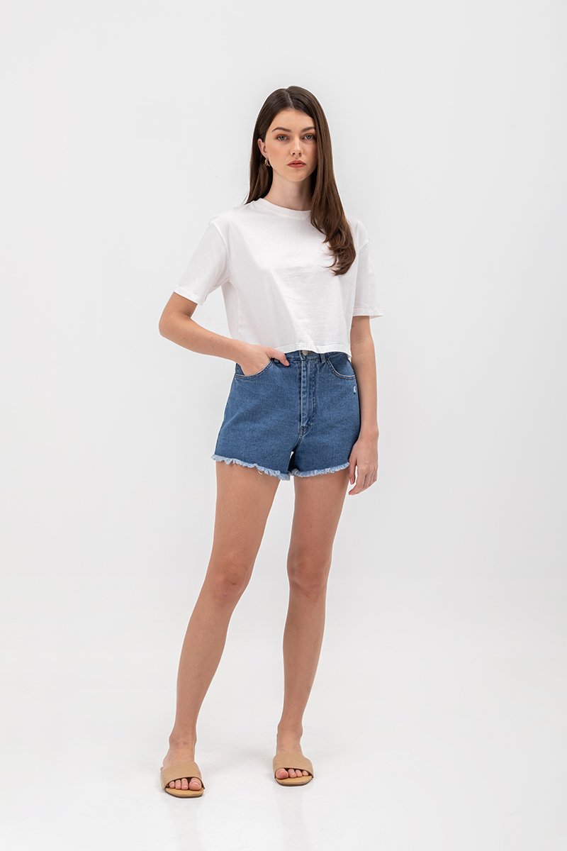 URSULA COTTON JERSEY CROPPED BOXY T SHIRT