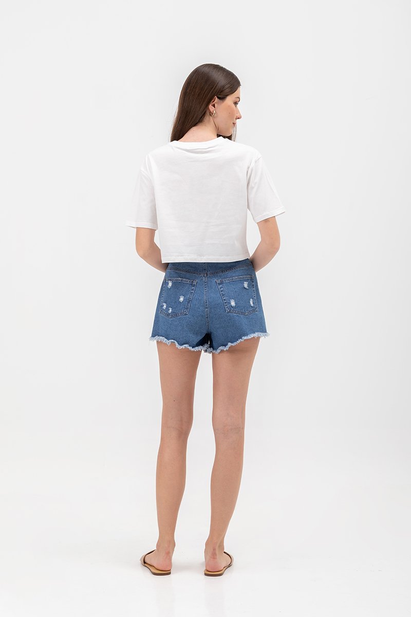 URSULA COTTON JERSEY CROPPED BOXY T SHIRT