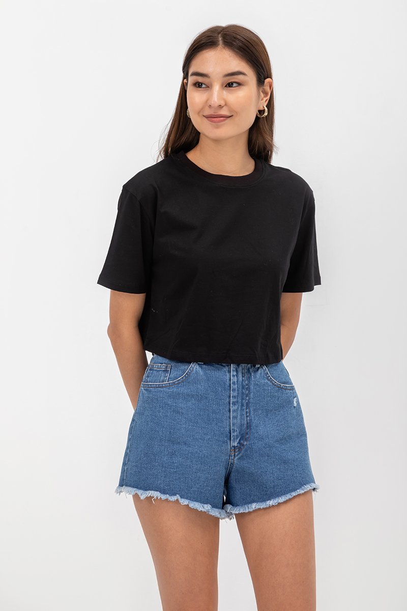 URSULA COTTON JERSEY CROPPED BOXY T SHIRT