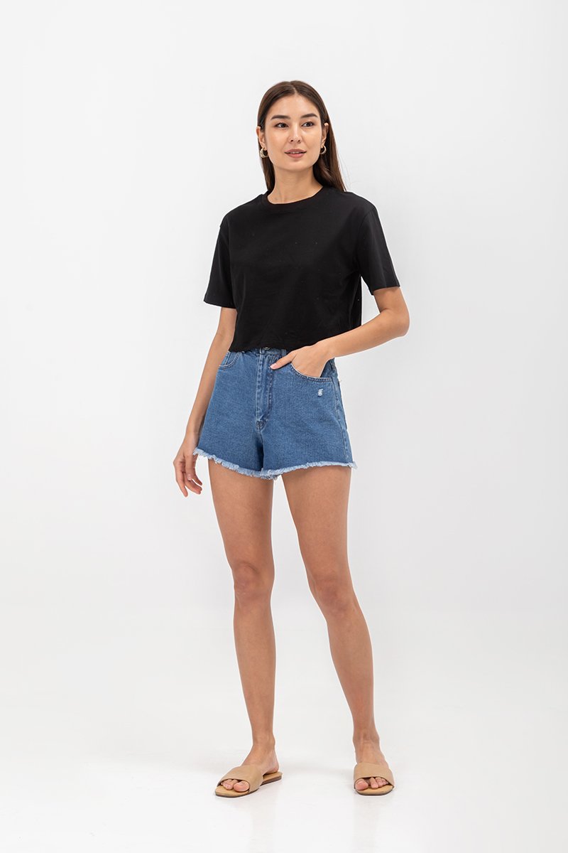 URSULA COTTON JERSEY CROPPED BOXY T SHIRT
