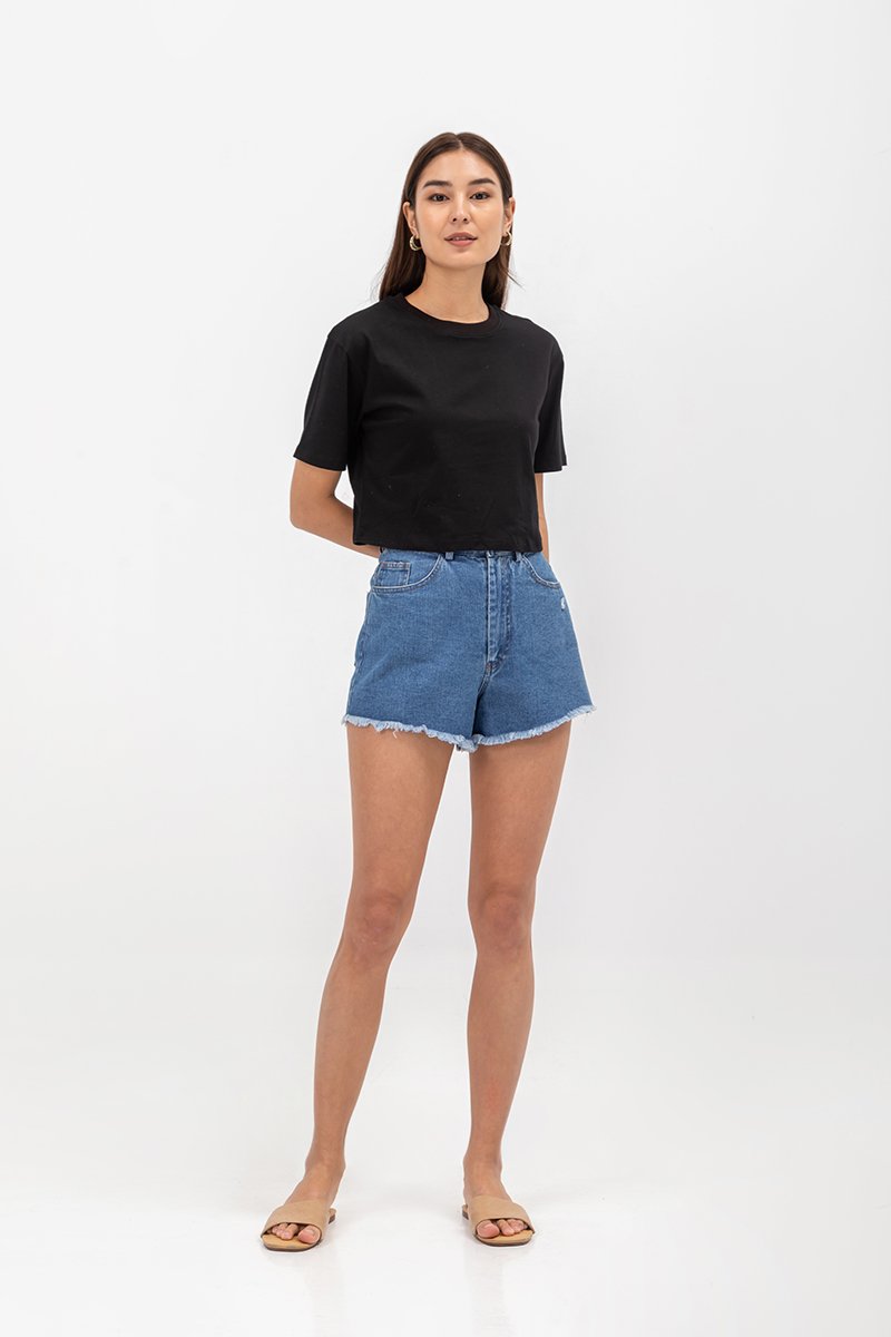 URSULA COTTON JERSEY CROPPED BOXY T SHIRT