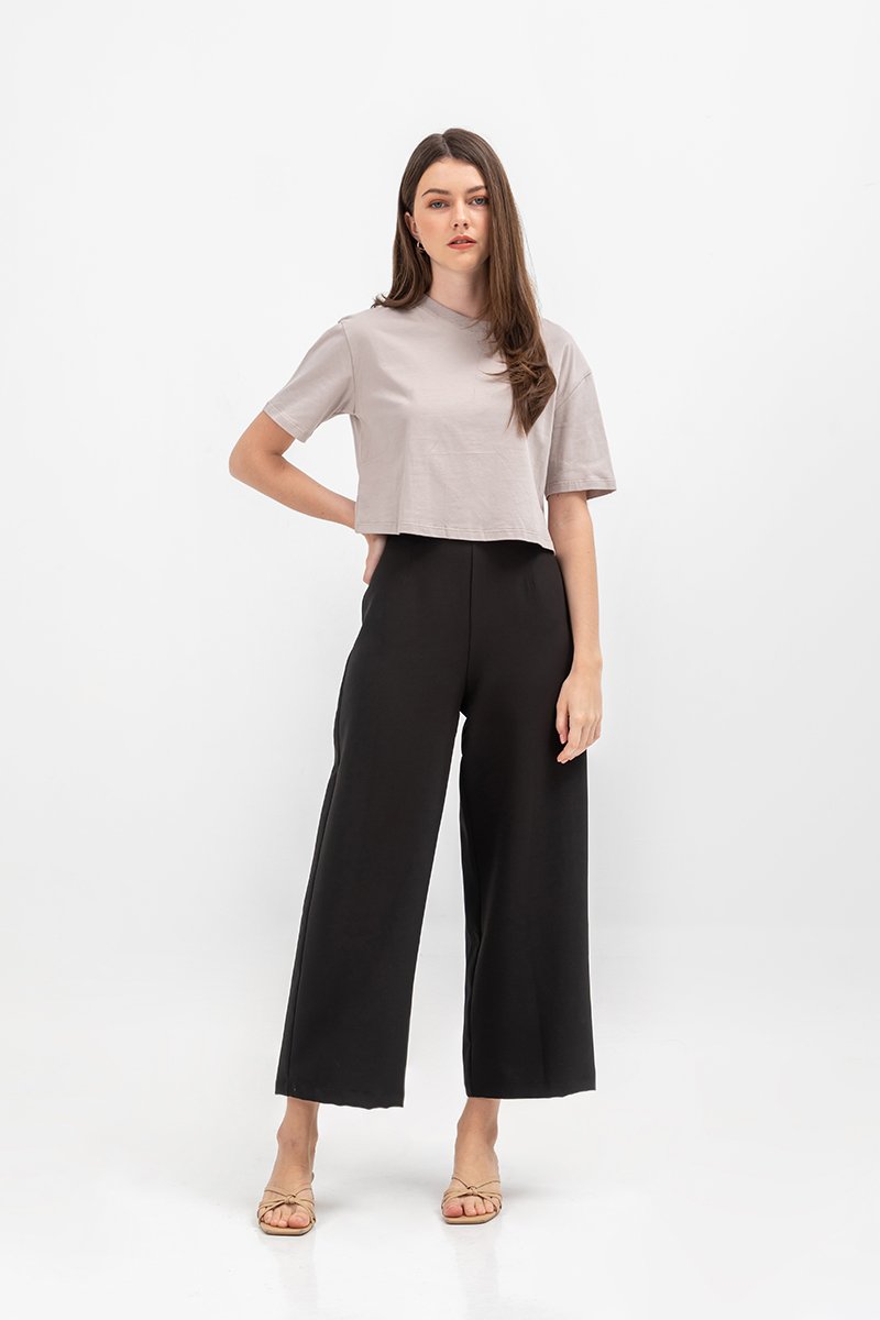 URSULA COTTON JERSEY CROPPED BOXY T SHIRT