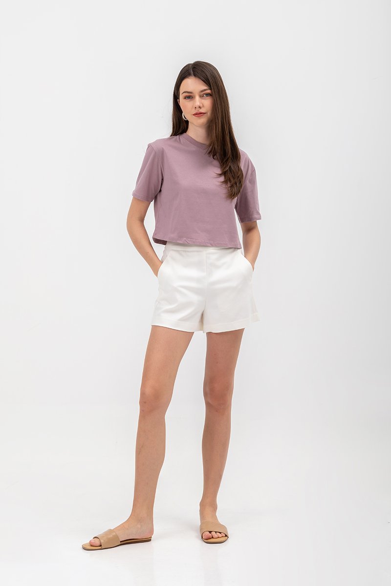 URSULA COTTON JERSEY CROPPED BOXY T SHIRT
