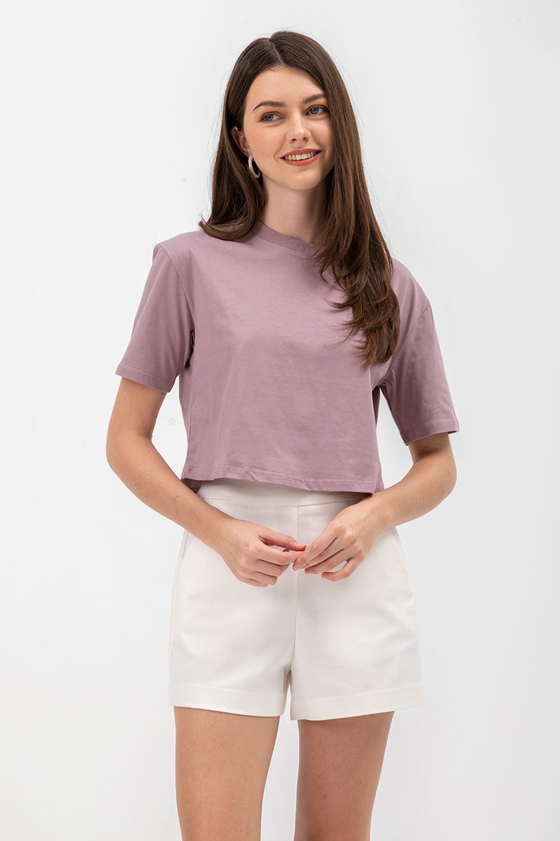 URSULA COTTON JERSEY CROPPED BOXY T SHIRT