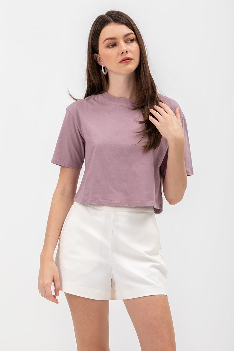 URSULA COTTON JERSEY CROPPED BOXY T SHIRT