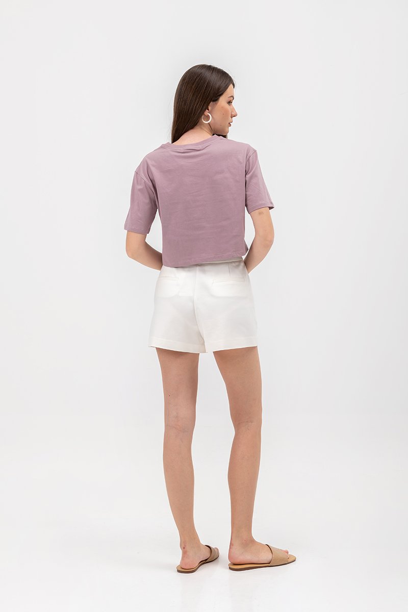 URSULA COTTON JERSEY CROPPED BOXY T SHIRT