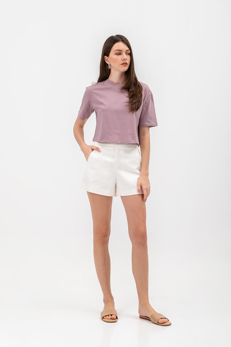 URSULA COTTON JERSEY CROPPED BOXY T SHIRT