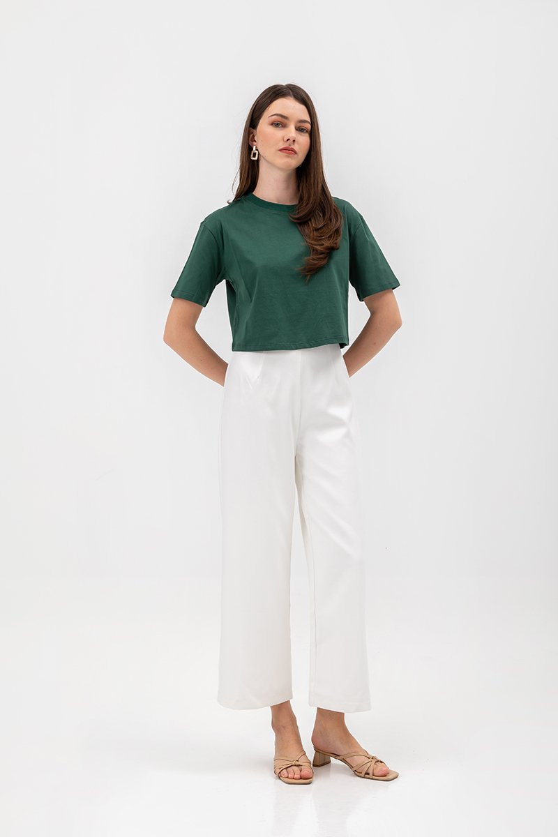 URSULA COTTON JERSEY CROPPED BOXY T SHIRT
