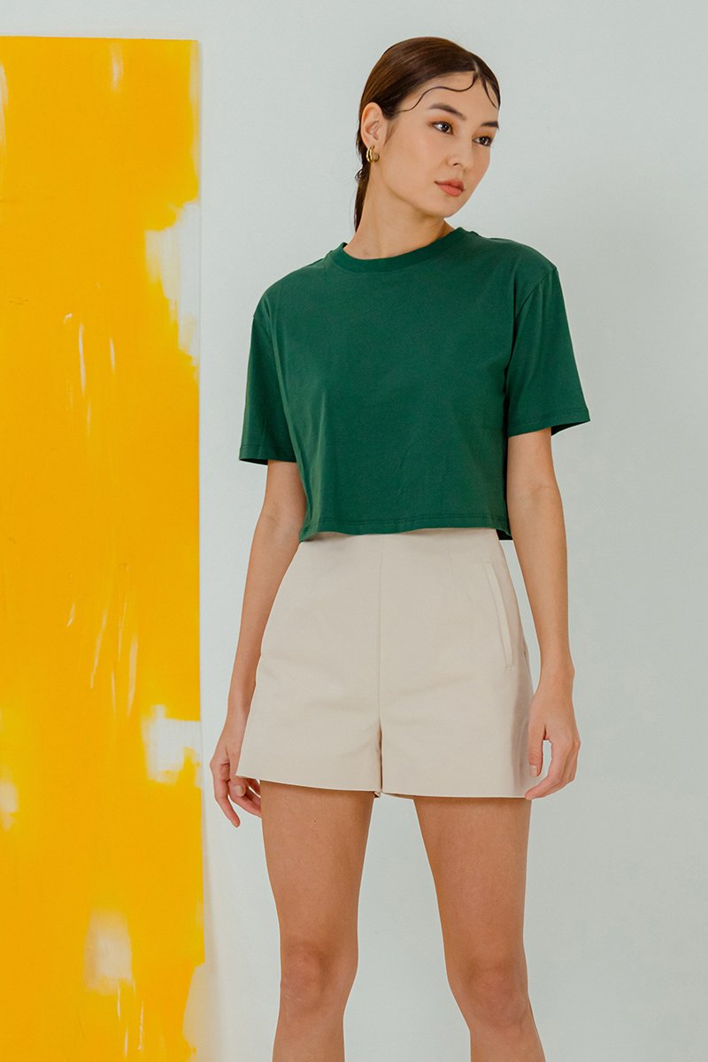 URSULA COTTON JERSEY CROPPED BOXY T SHIRT