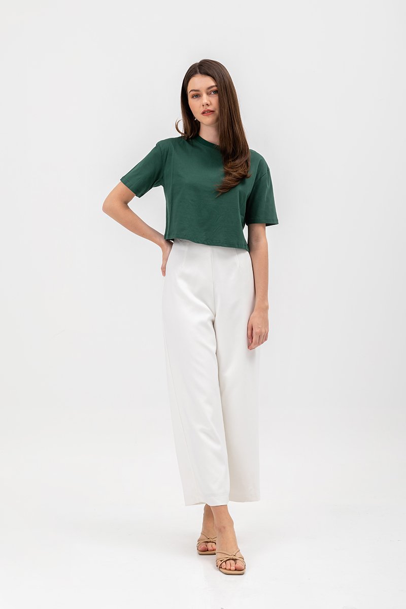 URSULA COTTON JERSEY CROPPED BOXY T SHIRT