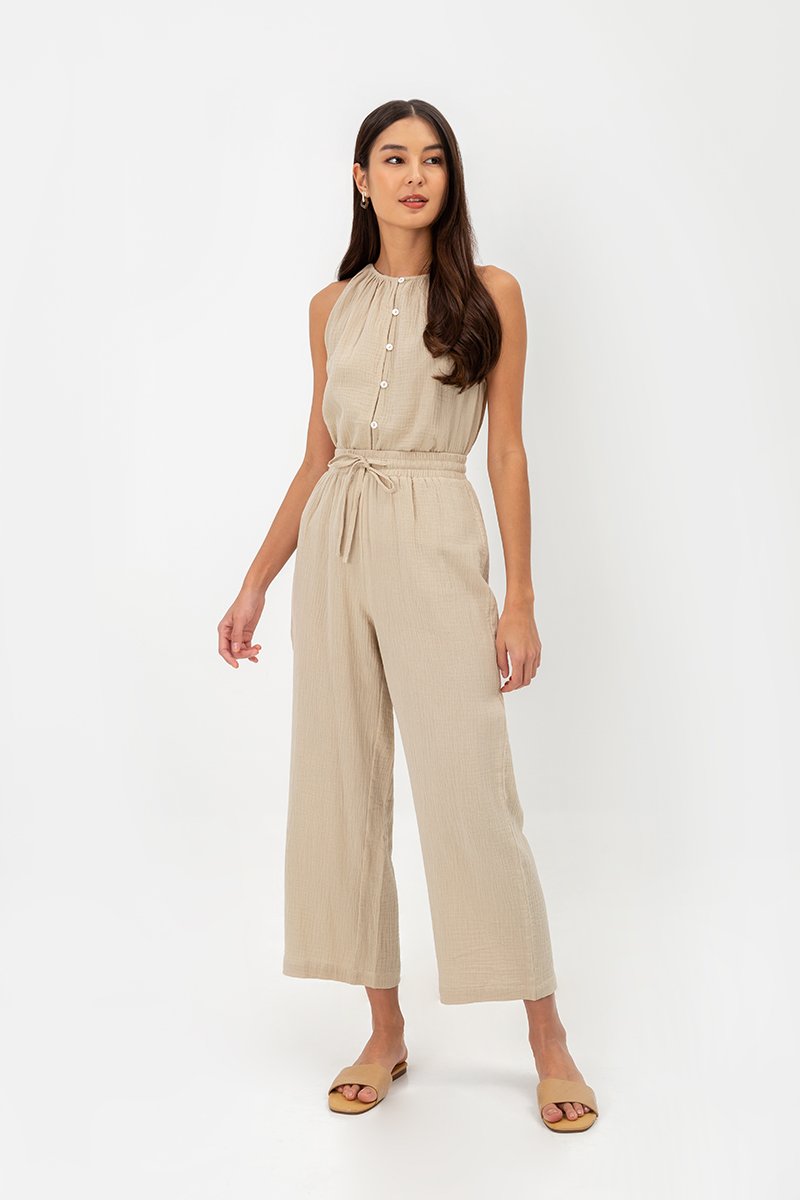 JACE DRAWSTRING WAIST COTTON PANTS