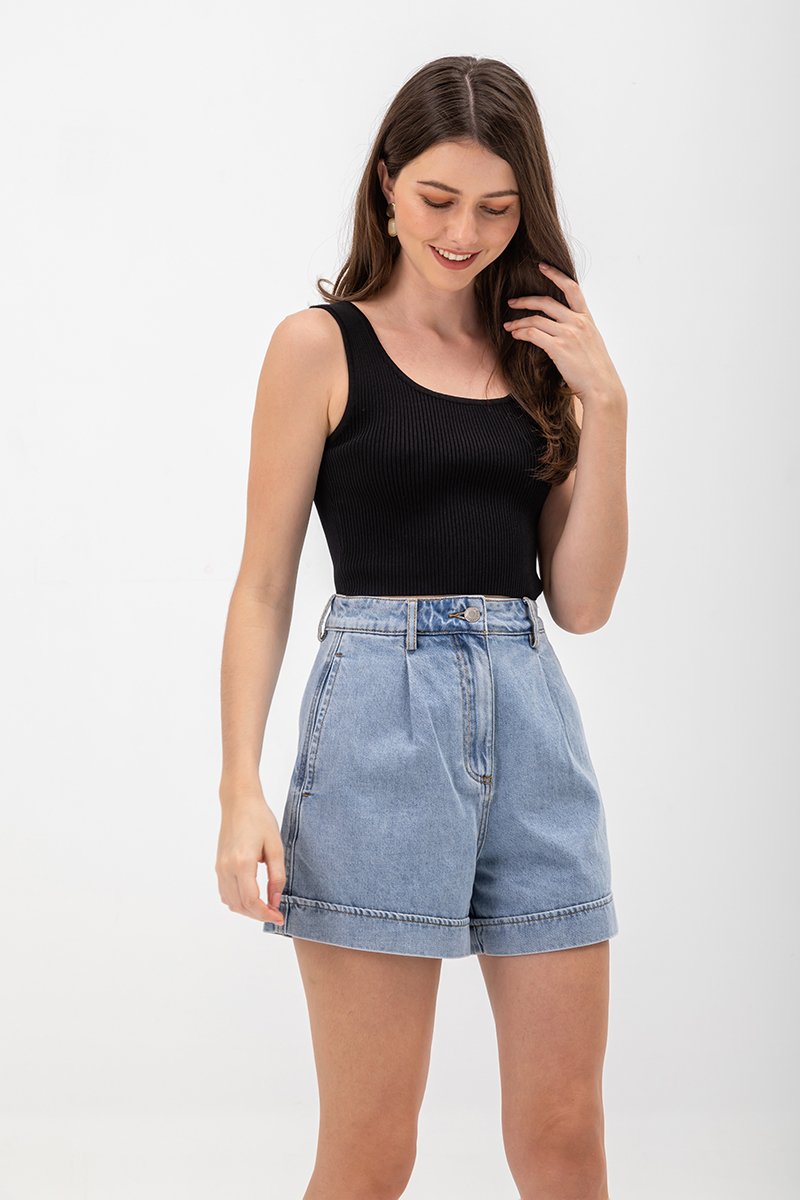 LISETTE HIGH WAIST CUFFED DENIM SHORTS