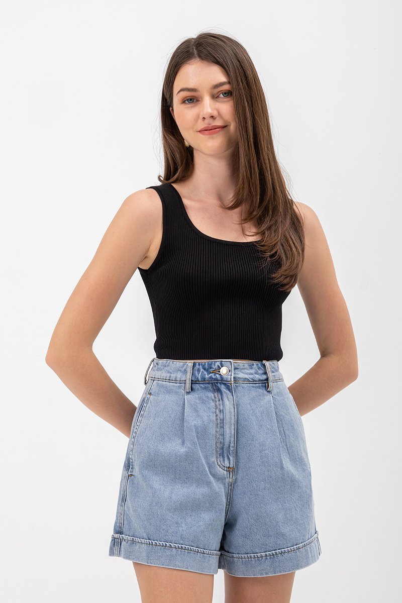 LISETTE HIGH WAIST CUFFED DENIM SHORTS