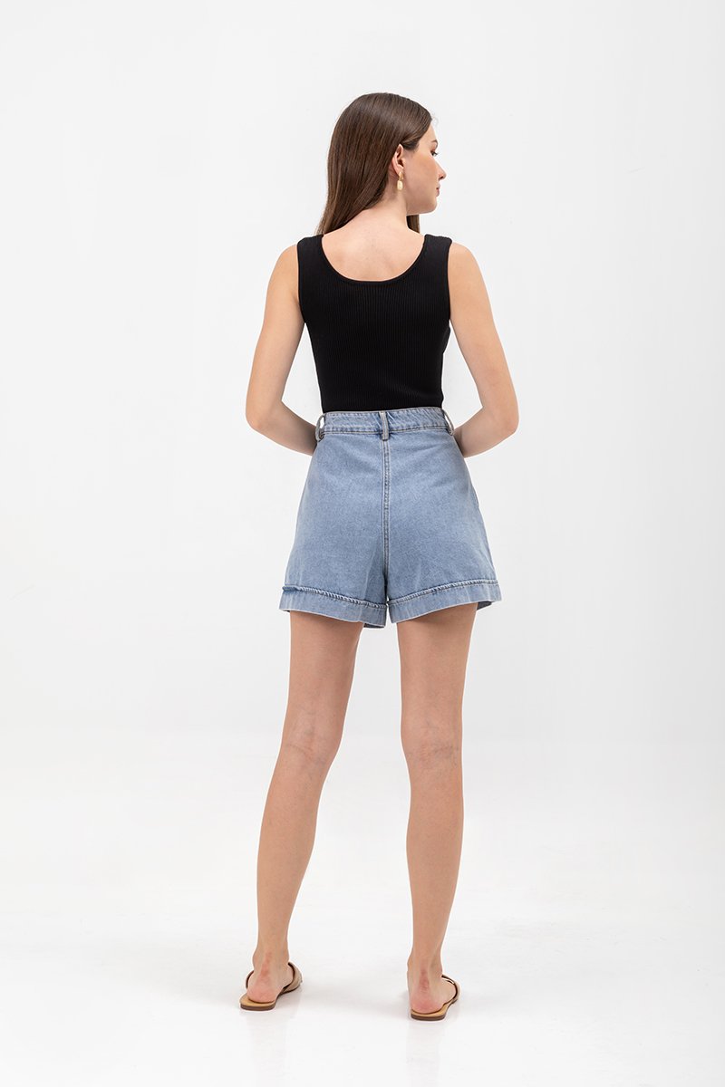 LISETTE HIGH WAIST CUFFED DENIM SHORTS