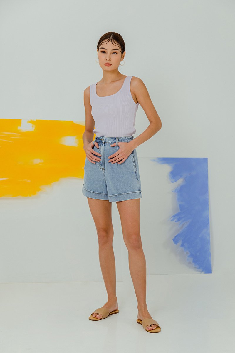 LISETTE HIGH WAIST CUFFED DENIM SHORTS