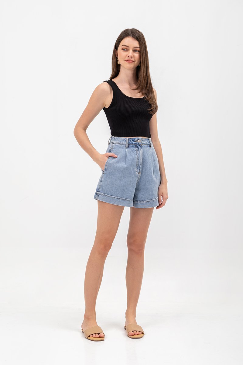 LISETTE HIGH WAIST CUFFED DENIM SHORTS