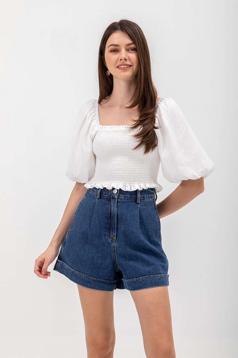 LISETTE HIGH WAIST CUFFED DENIM SHORTS