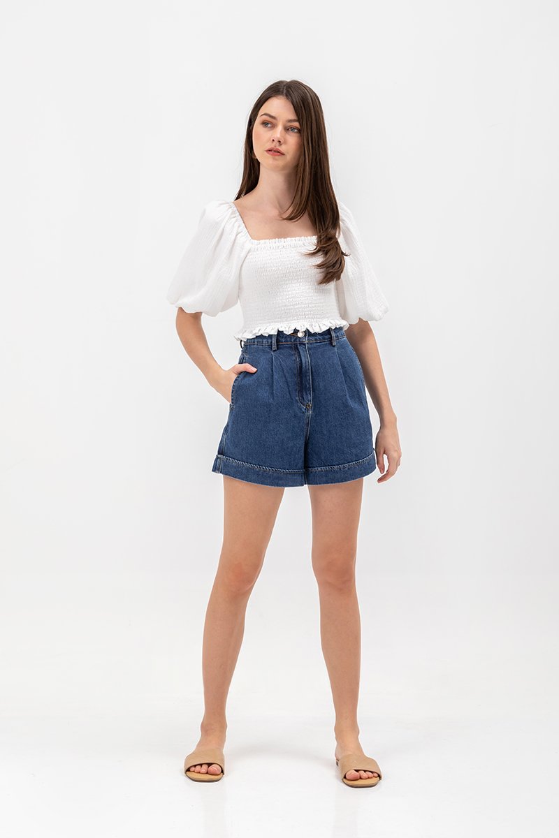 LISETTE HIGH WAIST CUFFED DENIM SHORTS