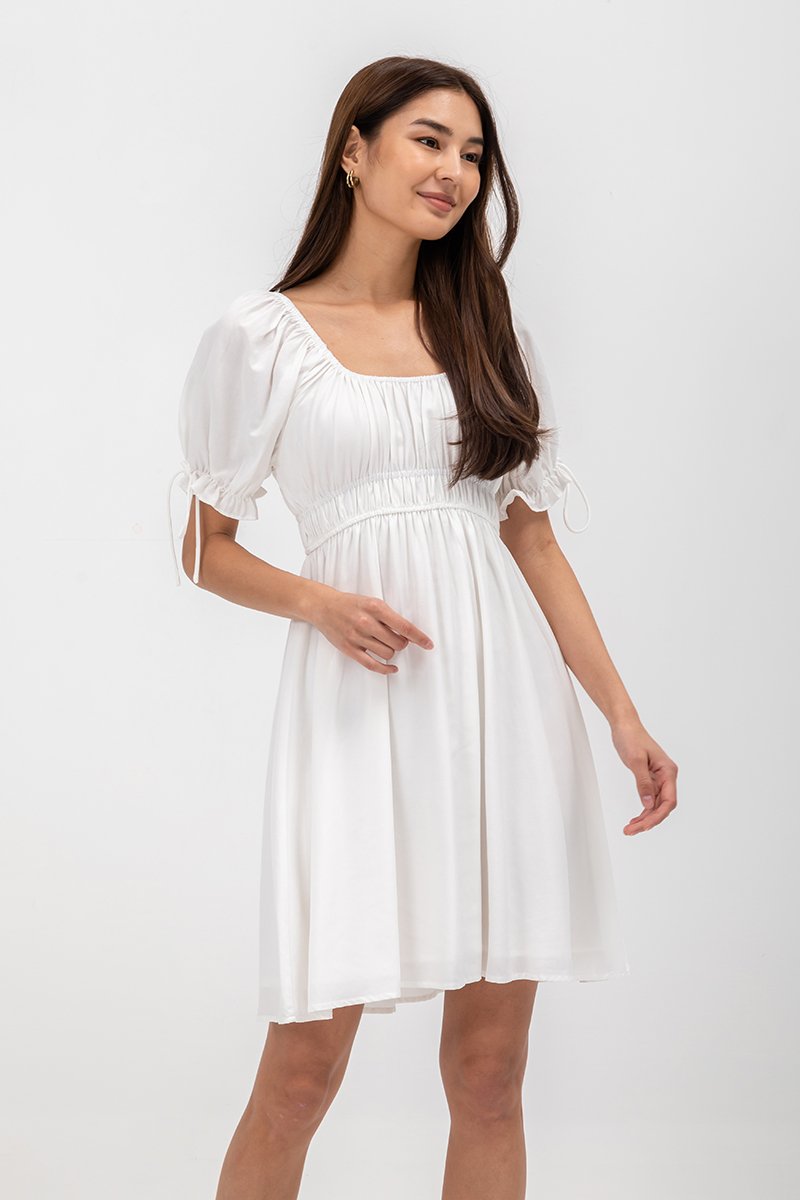 NAYA ELASTIC TIE SLEEVES MINI DRESS