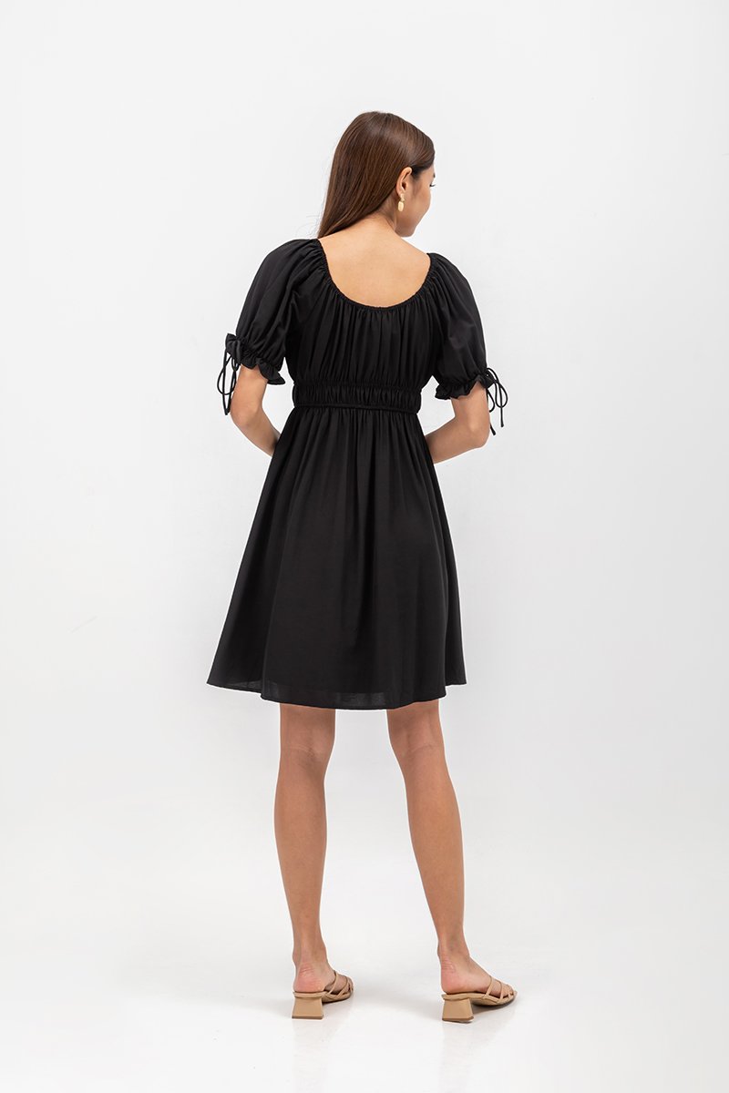 NAYA ELASTIC TIE SLEEVES MINI DRESS