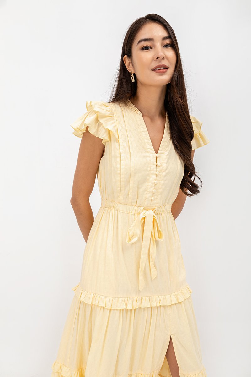 AZARI COTTON DRAWSTRING MIDI DRESS