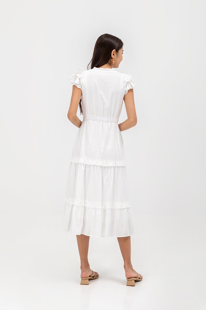 AZARI COTTON DRAWSTRING MIDI DRESS