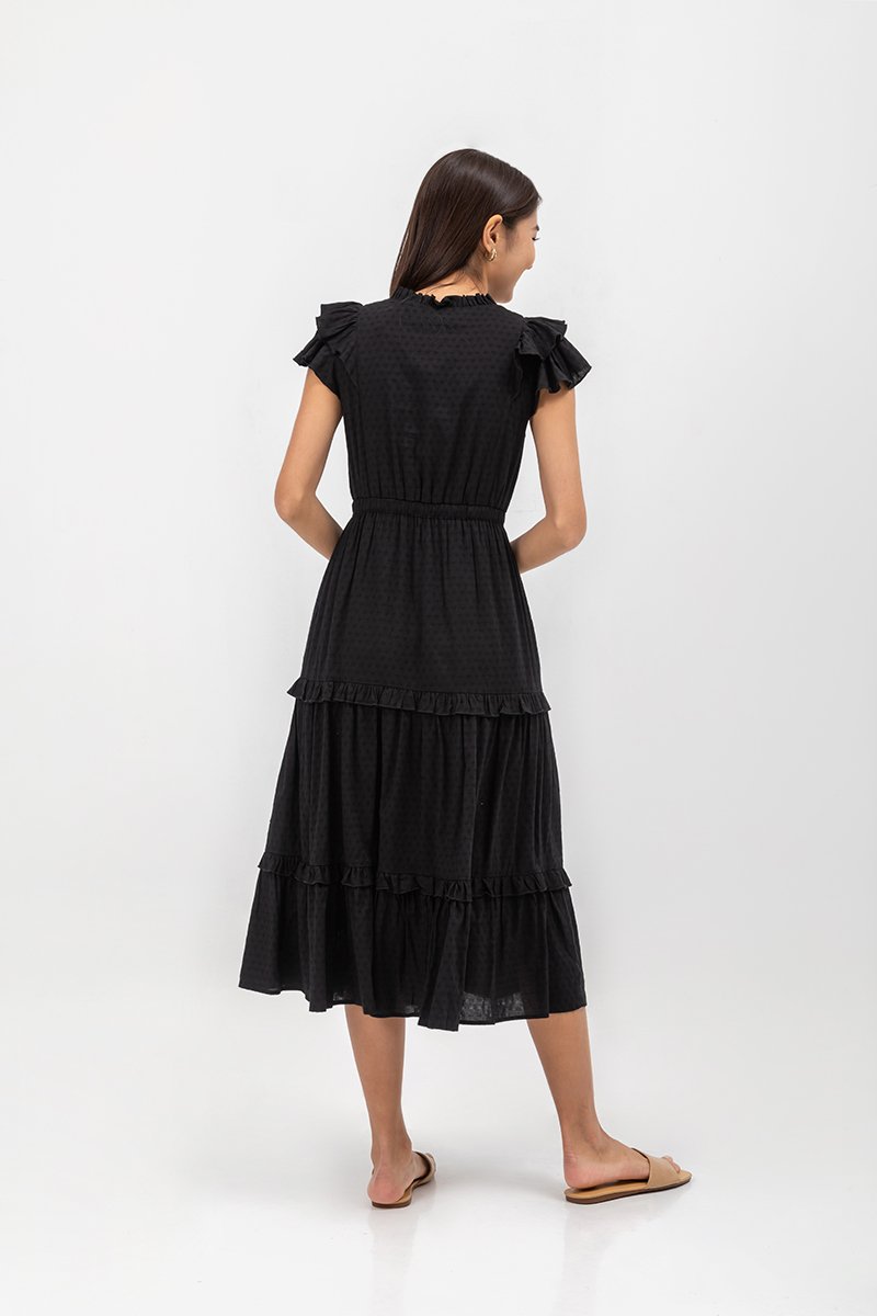 AZARI COTTON DRAWSTRING MIDI DRESS