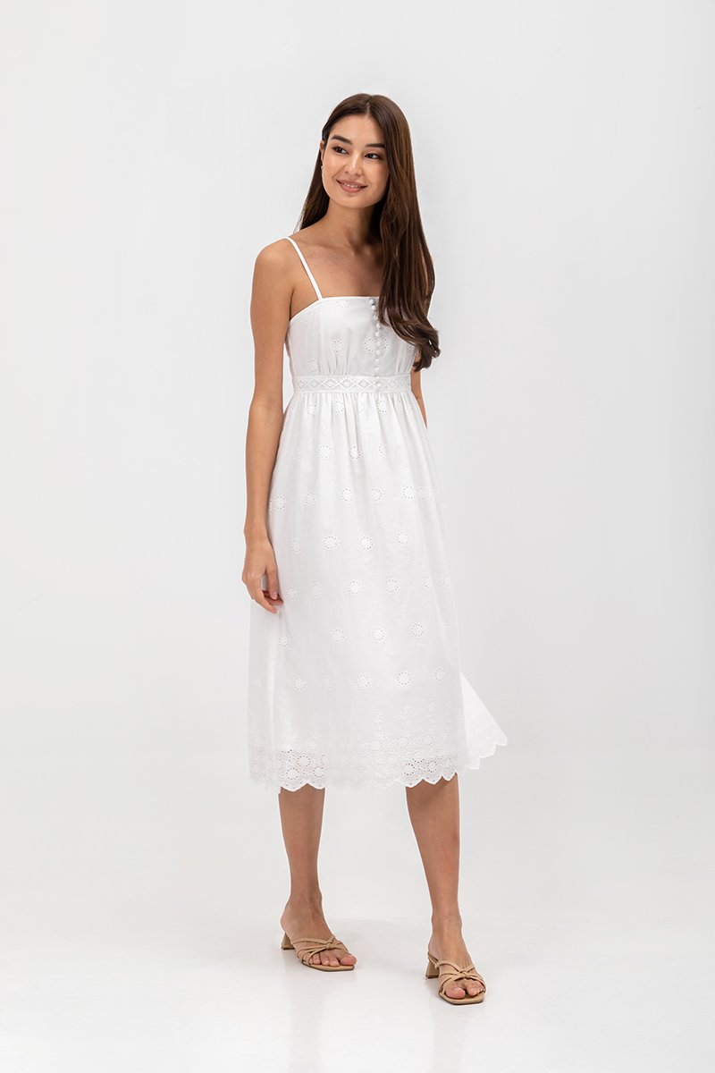 YASMIN EYELET CAMISOLE MIDI DRESS
