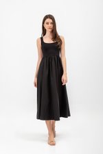 ADORA CONTRAST FABRIC SCOOPNECK MIDI DRESS