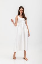 ADORA CONTRAST FABRIC SCOOPNECK MIDI DRESS