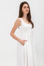 ADORA CONTRAST FABRIC SCOOPNECK MIDI DRESS